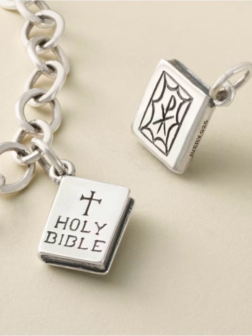 James Avery Silver Holy Bible Book Bracelet Charms